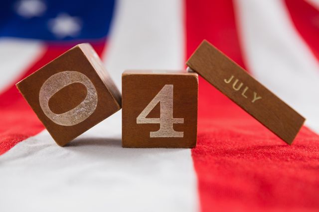 Date blocks on American flag with 4th july theme - Download Free Stock Photos Pikwizard.com