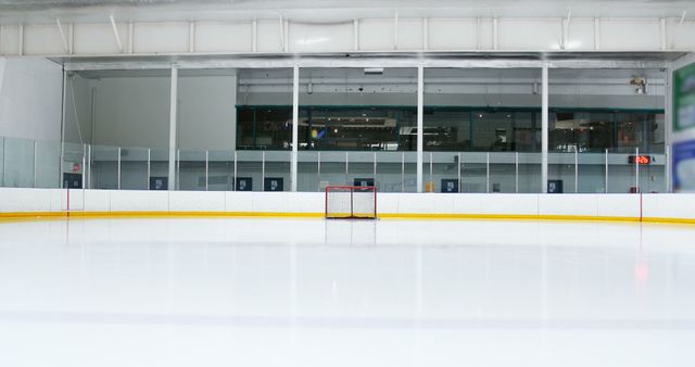 General view of ice hockey rink with goal and copy space - Download Free Stock Photos Pikwizard.com