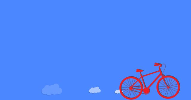 Illustrative image of red bicycle and clouds against blue background, copy space - Download Free Stock Photos Pikwizard.com