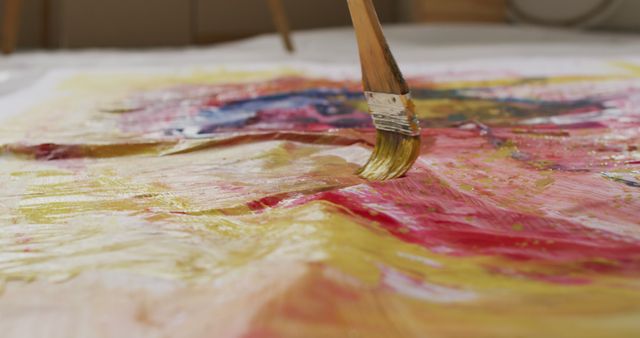 Image of close up of brush and artist painting - Download Free Stock Photos Pikwizard.com