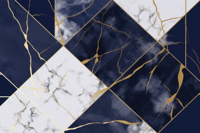 Close up of white and blue marble with veins background, created using generative ai technology. Marble, stone, pattern and texture concept digitally generated image.