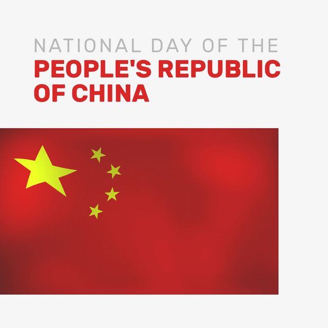 Square image of china independence day text with china flag over white background - Download Free Stock Templates Pikwizard.com
