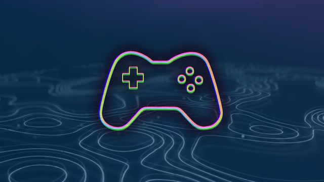 Animation of game controller joystick with hud processing on blue