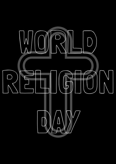 World religion day text with cross over black background - Download Free Stock Photos Pikwizard.com