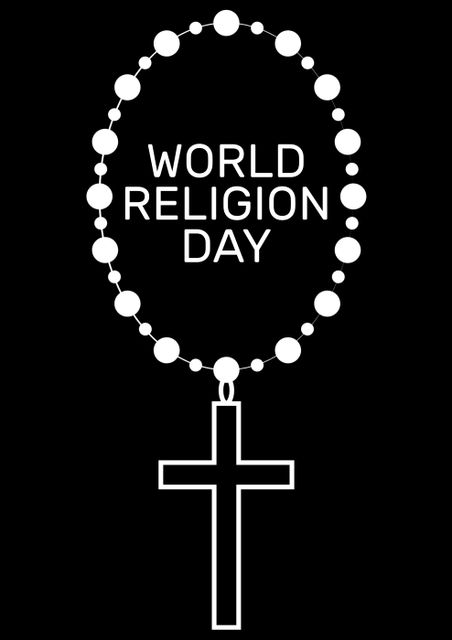 World religion day text with rosary over black background - Download Free Stock Photos Pikwizard.com