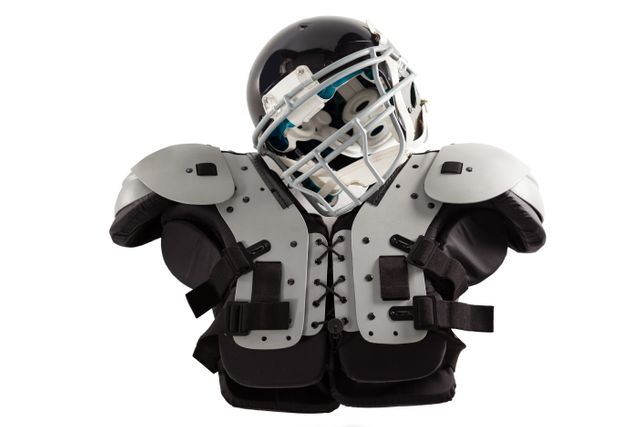 Close up of sports helmet on chest protector - Download Free Stock Photos Pikwizard.com
