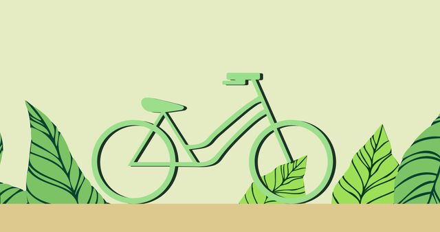 Illustrative image of green bicycle and vector leaves against gray background, copy space - Download Free Stock Photos Pikwizard.com