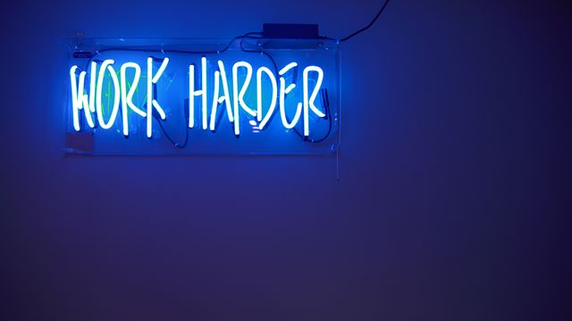 Blue Work Harder Neon Sign - Download Free Stock Photos Pikwizard.com