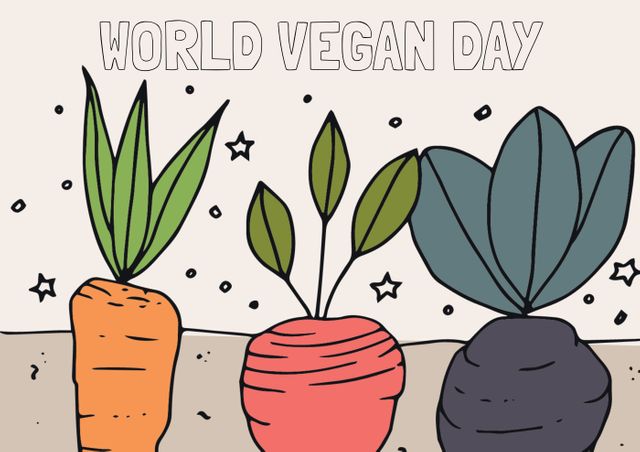 Illustration of world vegan day text over carrot and radishes in ground - Download Free Stock Photos Pikwizard.com