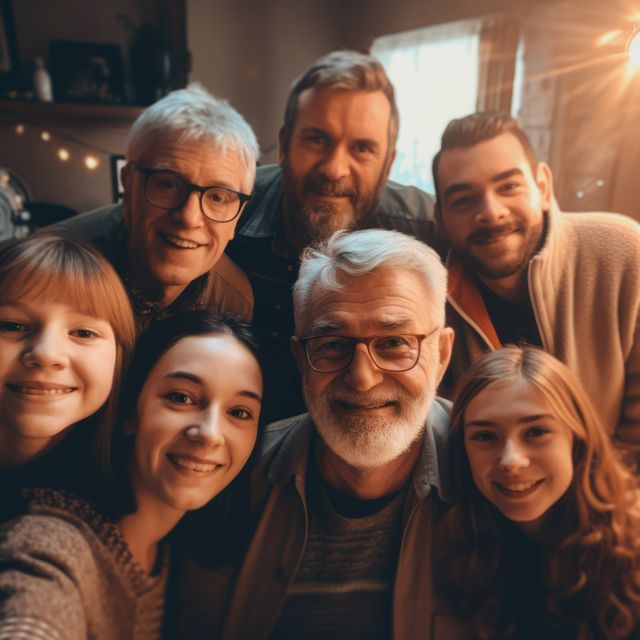 Portrait of happy caucasian family embracing at home, created using generative ai technology - Download Free Stock Photos Pikwizard.com