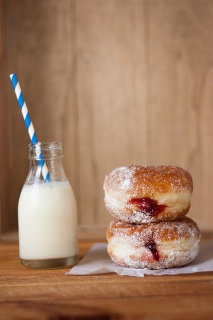 Milk donuts breakfast- Download Free Stock Photos Pikwizard.com