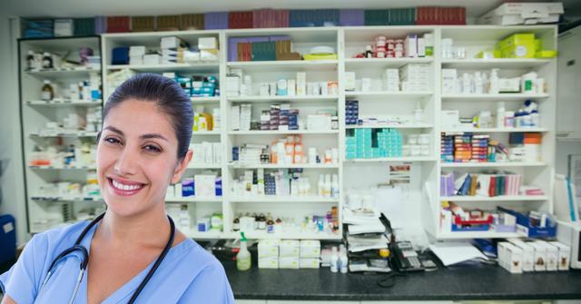 Portrait of smiling female doctor at pharmacy - Download Free Stock Photos Pikwizard.com