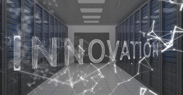 Innovation text against server room in background - Download Free Stock Photos Pikwizard.com