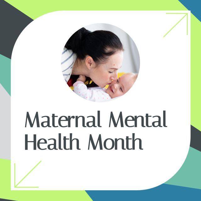 Composition of maternal mental health month text over colourful background. Maternal mental health month and celebration concept digitally generated image.