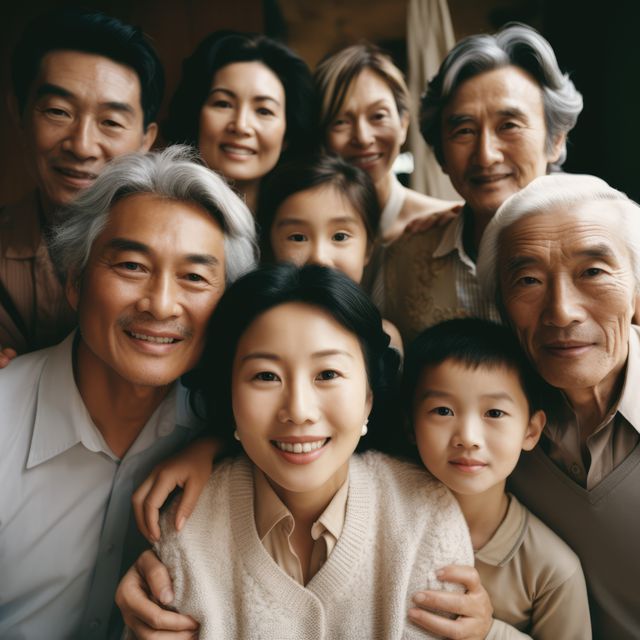 Portrait of happy asian family embracing, created using generative ai technology - Download Free Stock Photos Pikwizard.com