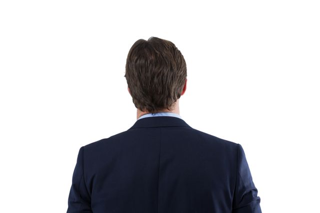 Businessman looking at invisible virtual screen against white background - Download Free Stock Photos Pikwizard.com