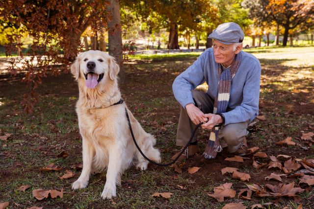 An elderly man looking his pet dog - Download Free Stock Photos Pikwizard.com