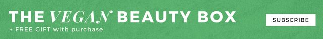 Composition of the vegan beauty box text on green background. Banner maker concept digitally generated image.