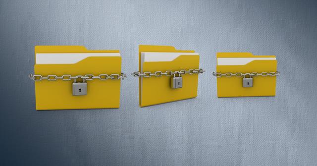 Digitally generated image of folder icons chained with locks - Download Free Stock Photos Pikwizard.com