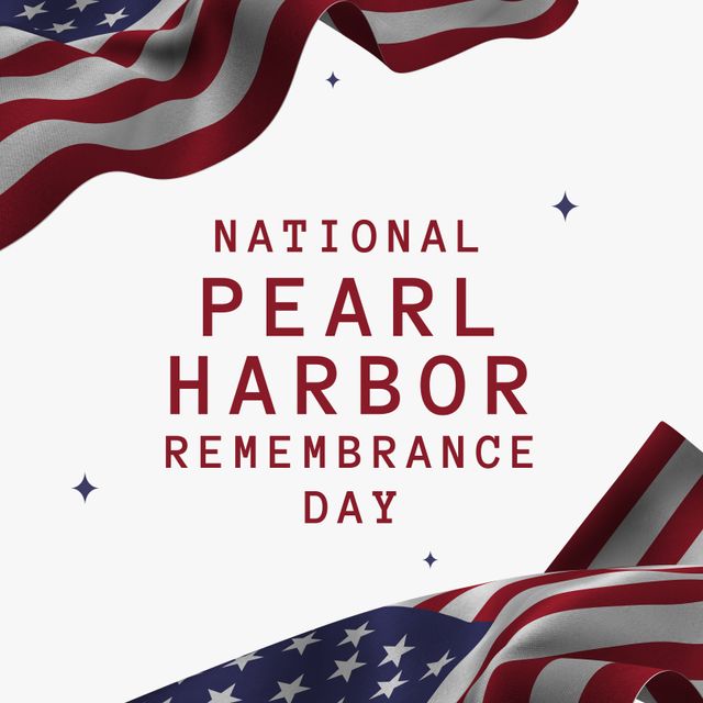 Illustration of national pearl harbor remembrance day text with flag of america on white background. Copy space, military, memorial, remembrance, war, honor and patriotism concept.