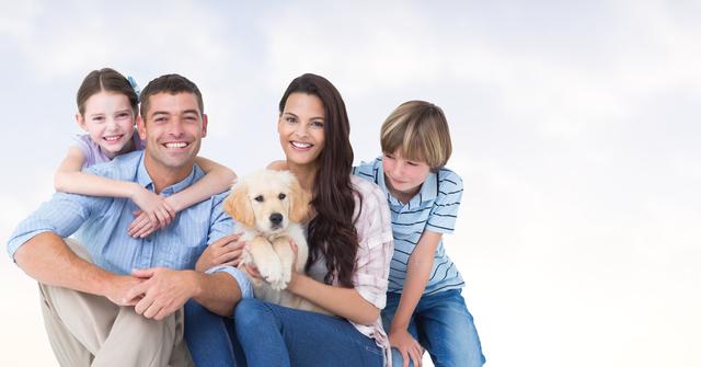 Happy family with dog - Download Free Stock Photos Pikwizard.com