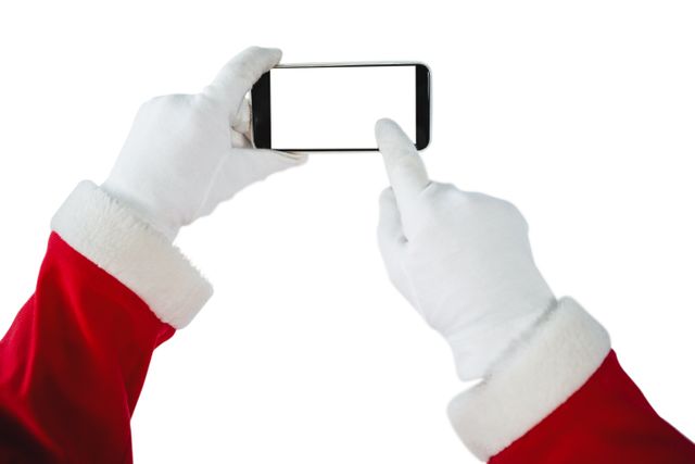 Hands of Santa Claus using mobile phone - Download Free Stock Photos Pikwizard.com
