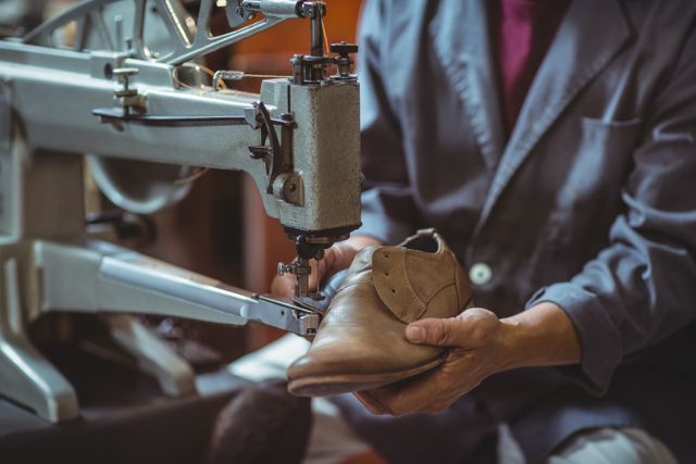 Shoemaker using sewing machine - Download Free Stock Photos Pikwizard.com