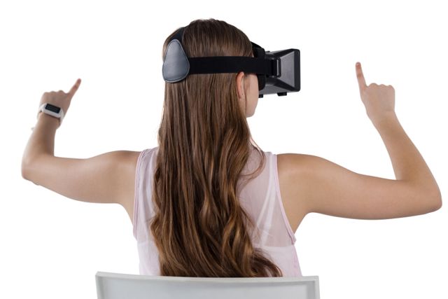 Teenage girl using virtual reality headset - Download Free Stock Photos Pikwizard.com