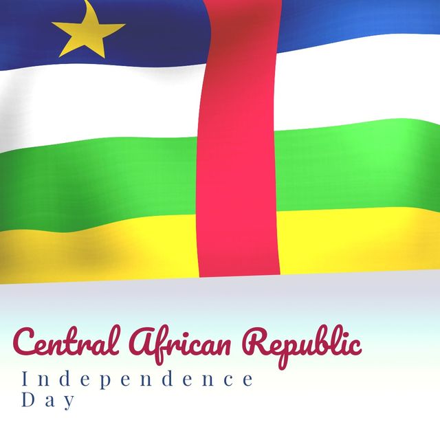 Illustration of central african republic independence day text and flag of central african republic. Copy space, national flag, patriotism, celebration, freedom and identity concept.