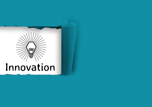 Bulb with innovation text on turquoise background - Download Free Stock Photos Pikwizard.com