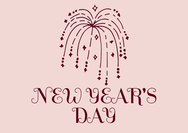 Digital composite image of new year's day text firework on pink background - Download Free Stock Photos Pikwizard.com