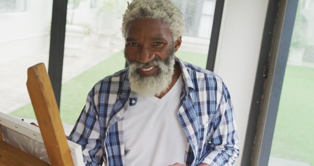 Image of african american senior man painting picture - Download Free Stock Photos Pikwizard.com