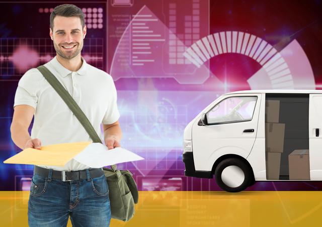 Composite image of delivery man holding parcels - Download Free Stock Photos Pikwizard.com