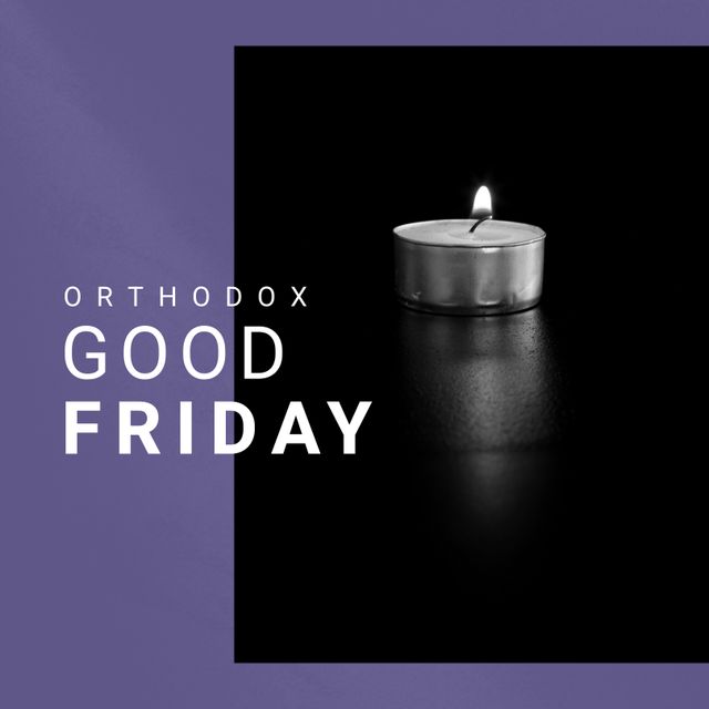 Composition of orthodox good friday text and copy space over purple and black background. Orthodox good friday, christianity, faith and religion concept digitally generated image.