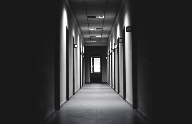 Grayscale Photo of Hallway - Download Free Stock Photos Pikwizard.com