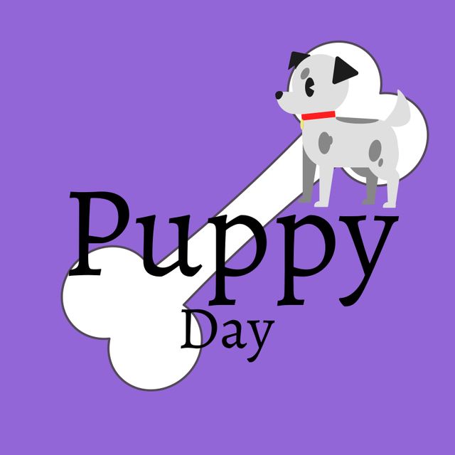 Composition of puppy day text over dog icon. National puppy day and celebration concept digitally generated image.