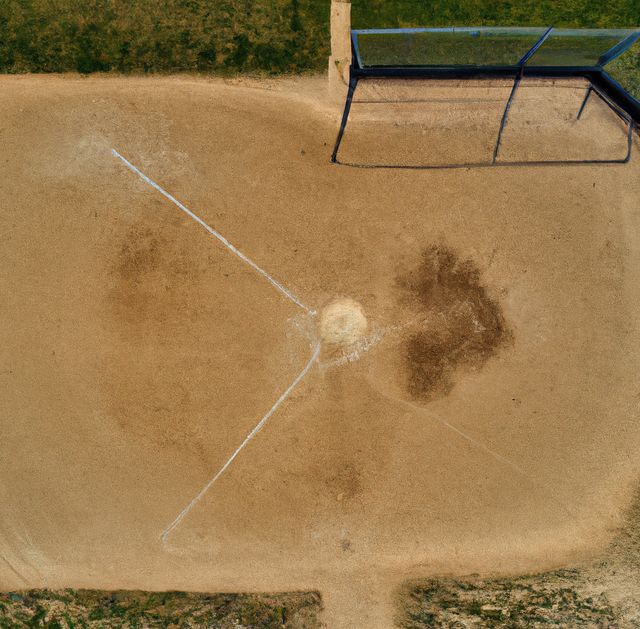 General view of baseball diamond pic with white base and lines. Global sport, baseball and lifestyle concept.