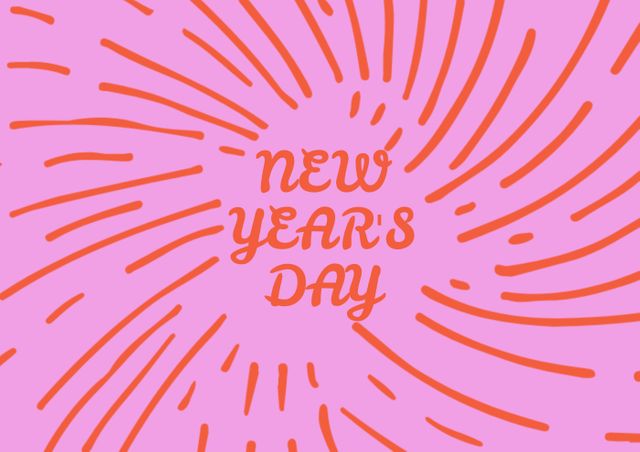 Digital composite image of new year's day text with red rays pattern on pink background - Download Free Stock Photos Pikwizard.com