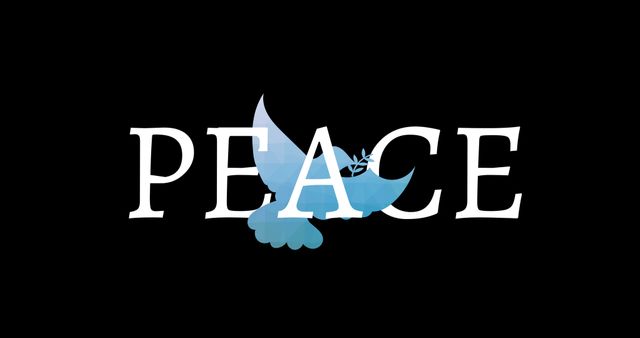 Illustration of flying bird with peace text on black background, copy space - Download Free Stock Photos Pikwizard.com