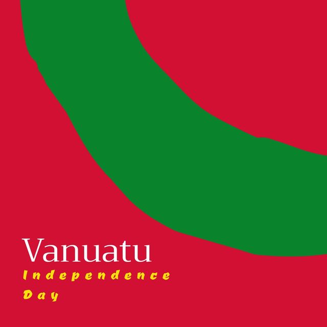 Illustrative image of vanuatu independence day text against red and green background, copy space. patriotism, celebration, freedom and identity concept.