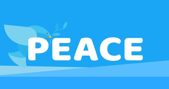 Vector image of peace text and bird holding twig on blue background, copy space - Download Free Stock Photos Pikwizard.com