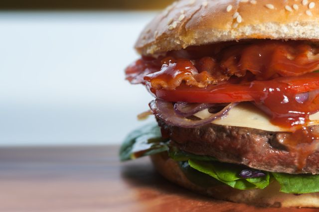 Burger With Ham Ketchup - Download Free Stock Photos Pikwizard.com