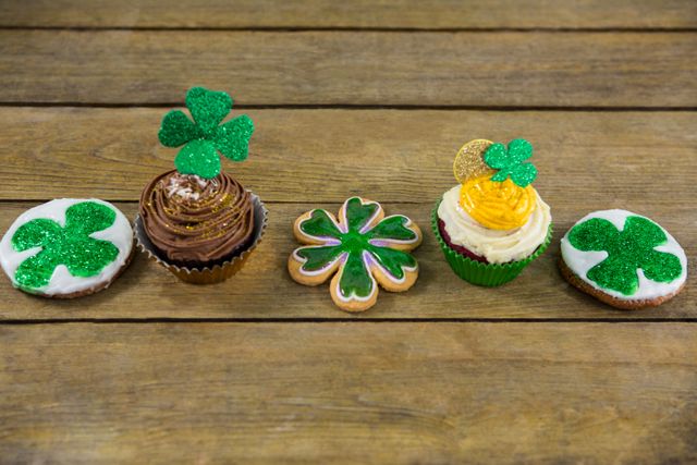 St Patricks Day shamrock on the cupcake with cookies - Download Free Stock Photos Pikwizard.com