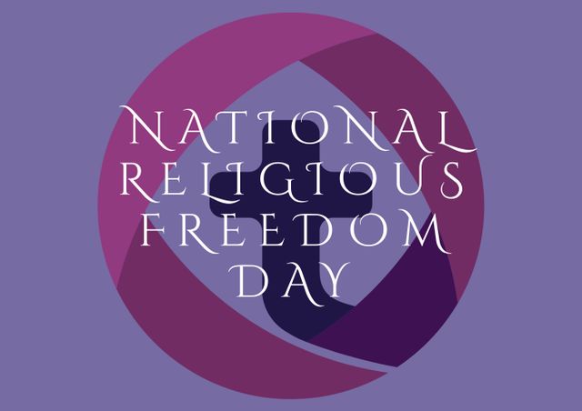 National religious freedom day text with cross shape in circle against purple background - Download Free Stock Photos Pikwizard.com