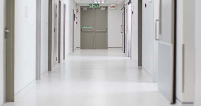 Image of brightly lit, clean, empty corridor in modern hospital, with copy space - Download Free Stock Photos Pikwizard.com