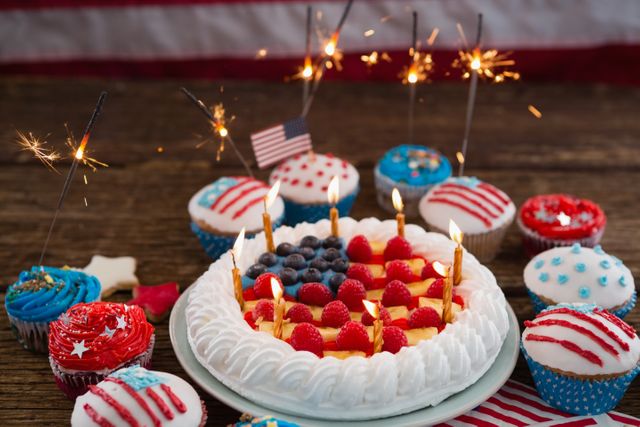 Patriotic 4th of july cake and cupcake - Download Free Stock Photos Pikwizard.com