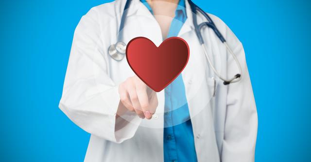 Doctor pretending to touch heart against blue background - Download Free Stock Photos Pikwizard.com