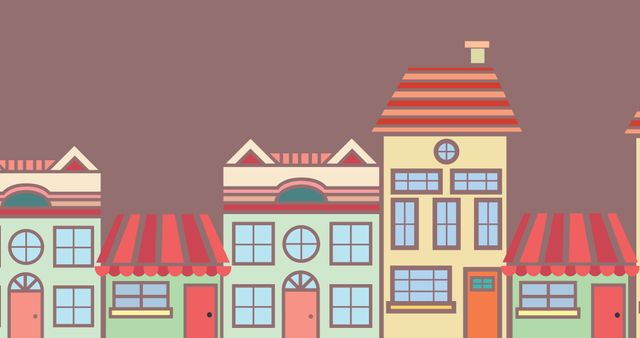 Vector image of colorful residential buildings in town, copy space - Download Free Stock Photos Pikwizard.com