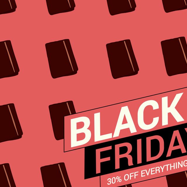 Composition of black friday 30 percent off everything text over shapes on pink background. Black friday, shopping and retail concept digitally generated image.