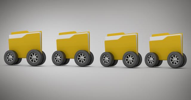 Folder icon with wheels against grey backgrounds - Download Free Stock Photos Pikwizard.com